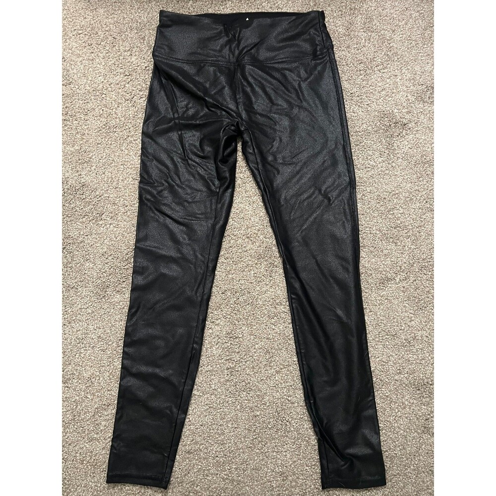 Womens Santiny Black Fuax Leather Leggings Size Small
